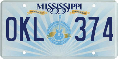 MS license plate OKL374