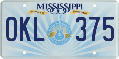 MS license plate OKL375