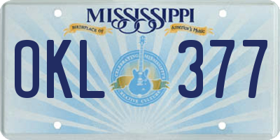 MS license plate OKL377