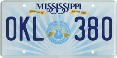 MS license plate OKL380