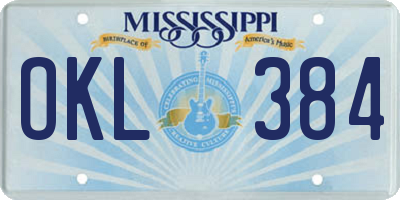 MS license plate OKL384
