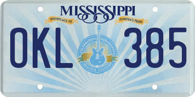 MS license plate OKL385