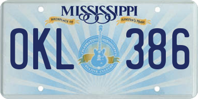 MS license plate OKL386