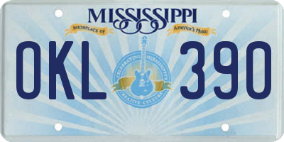 MS license plate OKL390