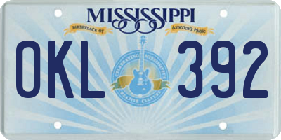 MS license plate OKL392