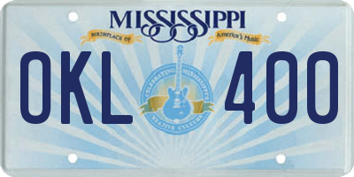 MS license plate OKL400