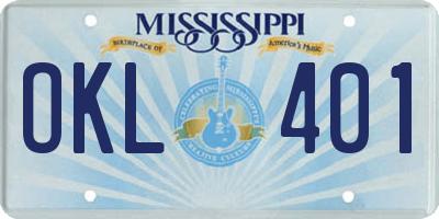 MS license plate OKL401