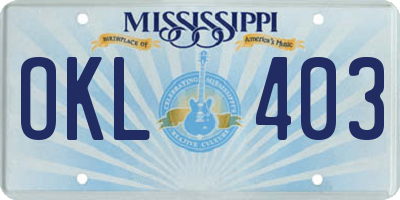 MS license plate OKL403