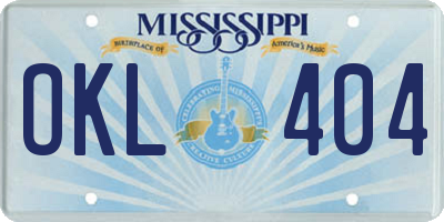 MS license plate OKL404