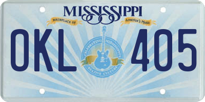 MS license plate OKL405