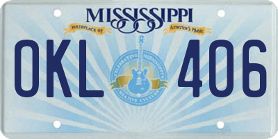MS license plate OKL406