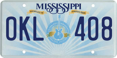 MS license plate OKL408