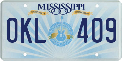 MS license plate OKL409