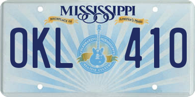 MS license plate OKL410