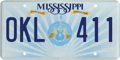 MS license plate OKL411