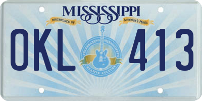 MS license plate OKL413