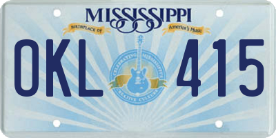 MS license plate OKL415