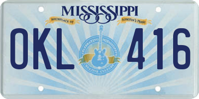 MS license plate OKL416