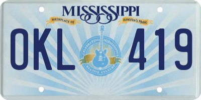 MS license plate OKL419