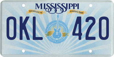 MS license plate OKL420