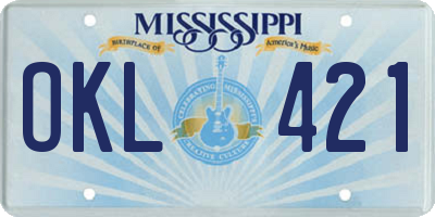 MS license plate OKL421