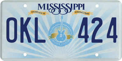 MS license plate OKL424