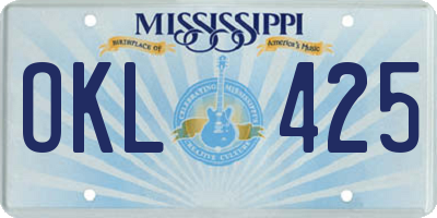 MS license plate OKL425