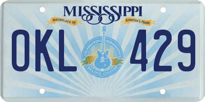MS license plate OKL429