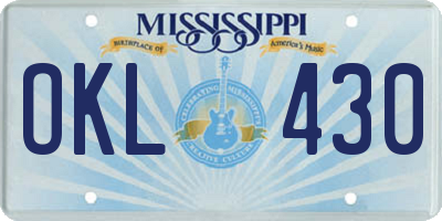 MS license plate OKL430