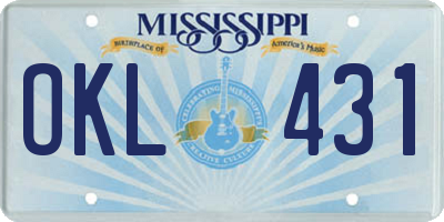 MS license plate OKL431
