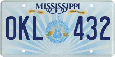 MS license plate OKL432
