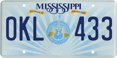 MS license plate OKL433