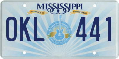 MS license plate OKL441