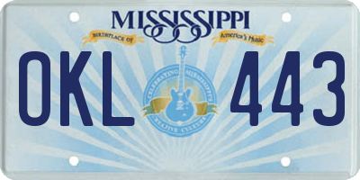 MS license plate OKL443