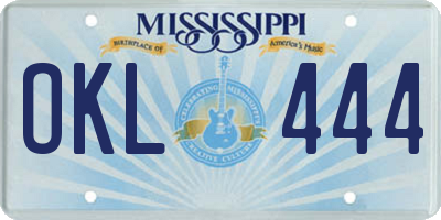 MS license plate OKL444