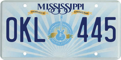 MS license plate OKL445