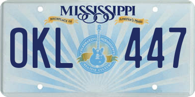 MS license plate OKL447