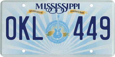 MS license plate OKL449
