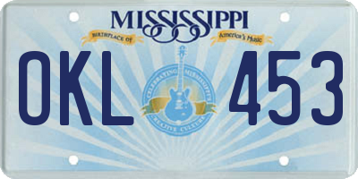 MS license plate OKL453