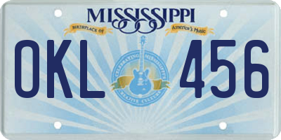 MS license plate OKL456