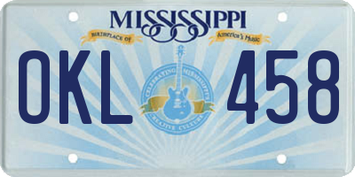 MS license plate OKL458