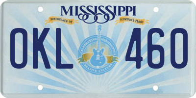 MS license plate OKL460