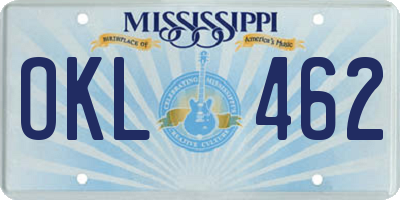 MS license plate OKL462