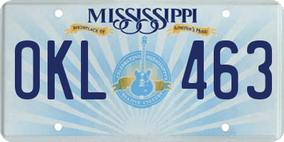 MS license plate OKL463