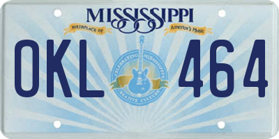 MS license plate OKL464