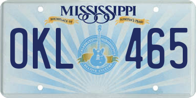 MS license plate OKL465