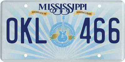 MS license plate OKL466