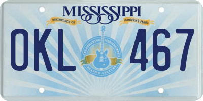 MS license plate OKL467