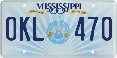 MS license plate OKL470