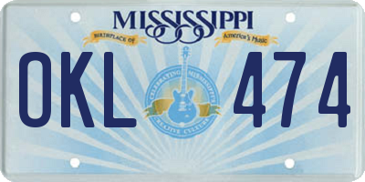 MS license plate OKL474